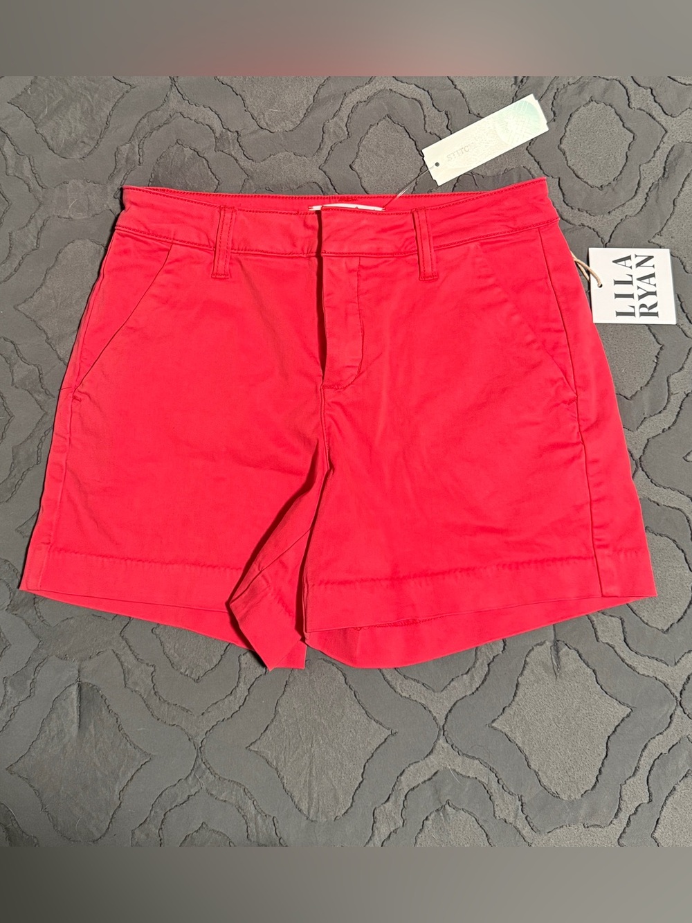 NEW Women’s LILA RYAN Susannah Chino Stretch Shorts, red/orange color, size 0
